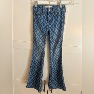 Abercrombie Kids High Rise Flare Heart Pattern Size 7/8 Long